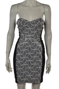 Eight Sixty Dress Size S Black White Sequined Party Above Knee Sheath Strapless - Picture 1 of 4