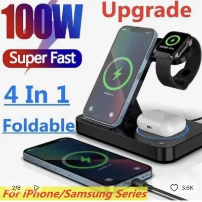 100W 4 in 1 Foldable Wireless Charging Station For Any Apple Devices - Image 1 of 4