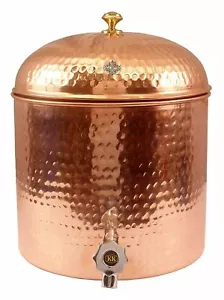 Forjado Cobre Dispensador de Agua Contenedor Olla Tanque Ayurveda Curativo 7L - Imagen 1 de 6