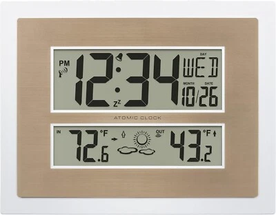 La Crosse Technology Atomic Digital Wall Clock with Temperature & Forecast White - Image 1 of 4
