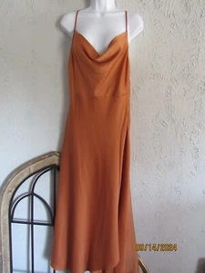 Taylor nuevo con etiquetas talla 10 calabaza bronce satinado slip maxi vestido correas cintura imperio - Imagen 1 de 7
