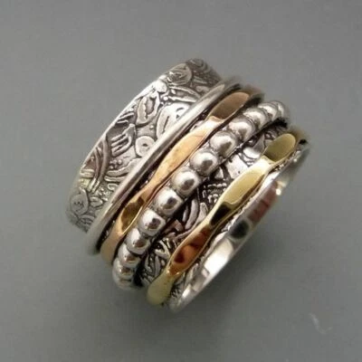 Anillo giratorio de plata de ley 925 regalo para mamá anillo joyería todos los tamaños EC-680 Foto 1 de 4