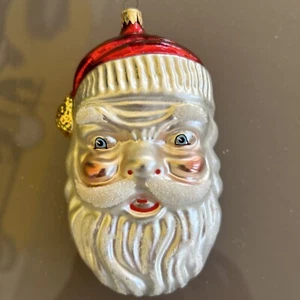 Santa Claus Head Blown Glass Christmas Tree Ornament - Imagen 1 de 4