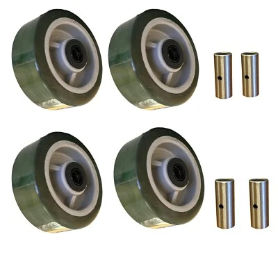 HYW PRODUCTS 5” x 2” Green Polyurethane on Plastic Core 4 Wheels