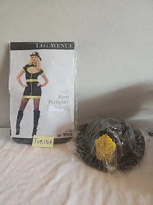 New LEG AVENUE Women's Flirty Firefighter Sexy Costume Dress Size L W/Helmet  - Image 1 of 4