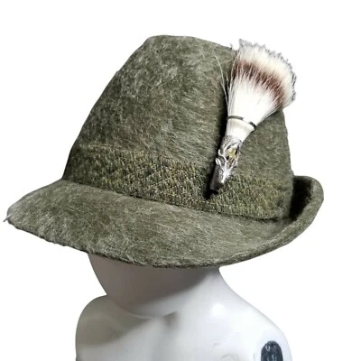 Vintage 60s TRACHTENHAUS German GOLIMBECK Oktoberfest Fedora Hat Opossum Fur - Image 1 of 4