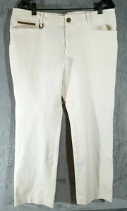 Lauren Ralph Lauren Chino Pants Womens 14 Ivory Cream Straight Leg Casual - Picture 1 of 10