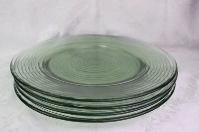 Juego de 4 cargadores de anillos concéntricos platos grandes de vidrio verde pálido español de 12,25" Foto 1 de 4