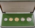 1977 Äthiopien Fünf Münzen Proof Set - Löwe - Originaletui von Franklin Mint