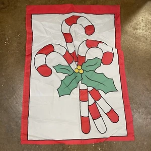 Vintage Christmas Candy Came Winter Christian  Garden Flag 27x38 Approx - Picture 1 of 5
