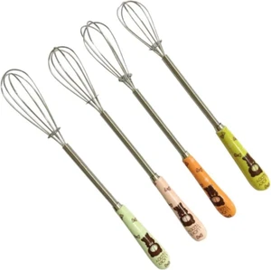 4 Pieces 7 Inches Colorful Small Stainless Steel Whisks with Cute Cartoon Bear H - Picture 1 of 6
