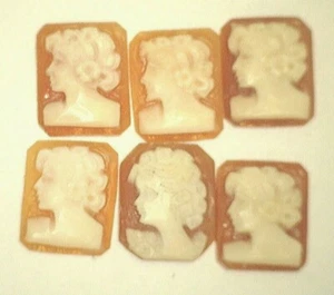 NOS Antique Rectangle Shell CAMEO Stone Woman Face Left 11.5 mm x 9.5 mm #AA80 - Picture 1 of 2