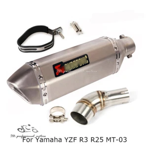 Slip for Yamaha YZF R3 R25 MT-03 Exhaust Tips Mid Link Pipe Tail Muffler 370mm - Foto 1 di 12