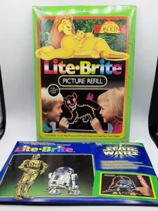 Lite Brite Refill Pages Milton Bradley Lion King & Star Wars 8 Designs in Each - Picture 1 of 5