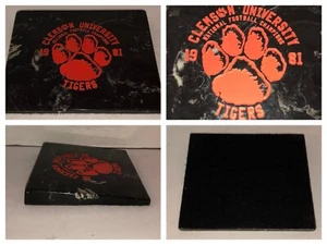VTG 80s CLEMSON TIGERS 1981 National Football Champions MARBLE Display Plaque - Picture 1 of 12