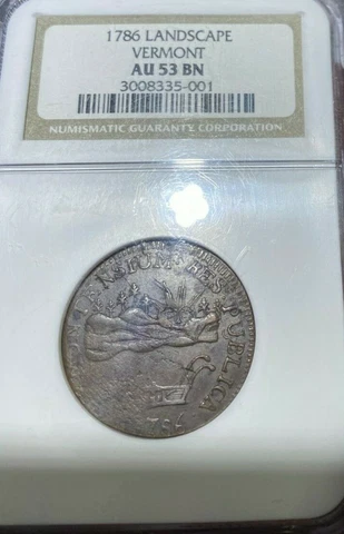 U.S 1786 Landscape Vermont NGC AU53 BN, Superb Cover