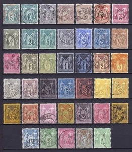 Frankreich 1876/1890 - Sammlung von 40 Briefmarken vom Typ Sage - BEWERTUNG 900 € - Bild 1 von 3