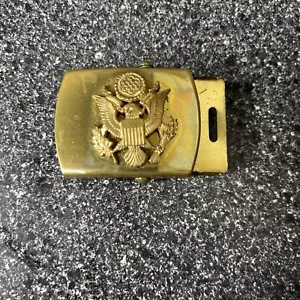 WWII US Army Enlisted Solid Brass Belt Buckle With Applied Eagle Vintage - Picture 1 of 3