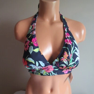 Tommy Bahama Verano Floral Rev Halter Copa Sujetador Natación Top Yegua Azul Marino L Nuevo sin Etiquetas Foto 1 de 4