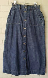 RALPH LAUREN Full Button Front Denim Skirt Size 4 Dark Wash - Picture 1 of 6