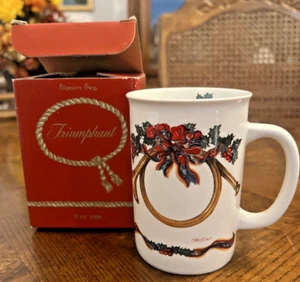 Vintage 1991 Potpourri Press Christmas Triumphant Mug 4”H 9 OZ Made In Korea Mug - Picture 1 of 12