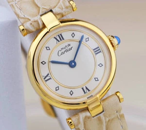 Refurbished Cartier Must Vendome Quartz Gold Ring/White Dial Roman Women's Watch - Picture 1 of 6