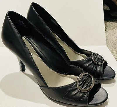 NATURALIZER 848P09 MUJER’S VESTIDO CUERO BOMBA NEGRO TALLA 8.5 M Foto 1 de 4