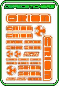 TEAM ORION RC STICKERS ESC MOTOR BRUSHLESS VORTEX CAR BUGGY JSPEC ORANGE WHITE - Picture 1 of 8