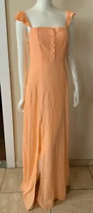 Flynn Skye Bardot Maxikleid Damen Raffungen Schlitz Viskose Kleid Gr. L Neu mit Etikett - Bild 1 von 6