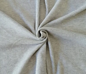 Heather Gray Cotton Blend 2x1 Thermal Knit Fabric by Yard Waffle Weave 5/24 - Picture 1 of 12
