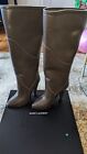 NEW YSL Saint Laurent Kensington 110 Tall Boot in Antracite, Leather, Size 37.5