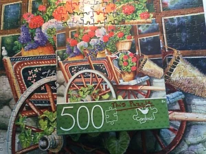 Cardinal PEDDLIN’ POSIES Flower Cart 500 Pc Puzzle 18 X 24 Complete - Picture 1 of 3
