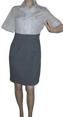New York & Company Dress Womens XS Two-In-One gray office business career - Image 1 of 4