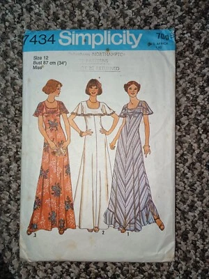 Vintage 70s Simplicity 7434 Maxi Misses' Bias Dress Sewing Pattern Size 12 - Image 1 of 4