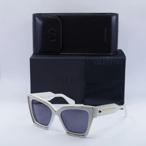 Valentino V-GRACE VLS-126C Occhiali da Sole Bianco/Oro Chiaro/Grigio Scuro AR 54-17-145... - Foto 1 di 6