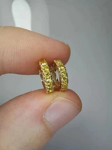 2Ct Round Cut Lab Created Citrine Huggie Hoop Earrings 14K Yellow Gold Plated - Picture 1 of 4