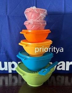 Tupperware Retro Servalier Ensalada Servir Cuenco Paleta Espátula Pavo Real Set 6 Nuevo - Imagen 1 de 4