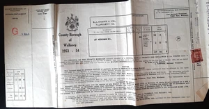 (GBR-933)GB 1953-54 KGVI General Water Rates bill from the Borough of Wallasey - Picture 1 of 2