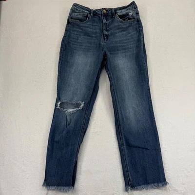 Pantalones de mezclilla Flying Monkey para mujer talla 30 desgastados tiro alto pierna recta Foto 1 de 4