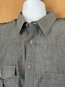 New Vintage Men’s XL shirt 80s wrinkle free gray Geoffrey Beene Epaulets #e33 - Picture 1 of 17