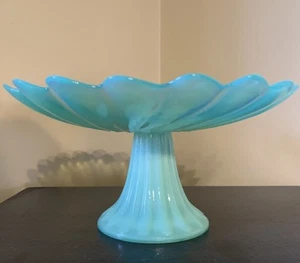 Yalos Casa Murano Glass Translucent Opalescent Opaline Footed Candy Bowl Dish - Picture 1 of 8