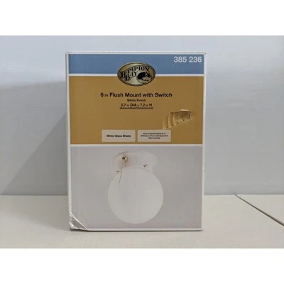 Hampton Bay 6" Flush Mount White Finish White Glass Shade 385 236 - Image 1 of 2