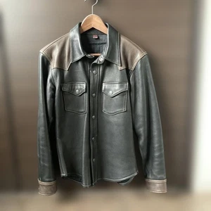 Chaqueta camisa de cuero de ciervo cabeza plana - Imagen 1 de 9