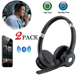 2X Driver Office Wireless Bluetooth Headphones Headsets w/ Mic Mute Rechargeable - Picture 1 of 12
