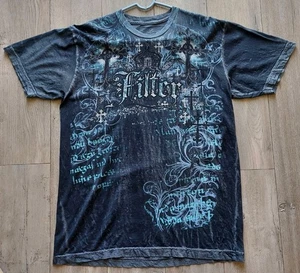 Affliction Filter Y2K Era Graphic Blue T-Shirt Punk Rock - Men's Size LG  - Picture 1 of 12