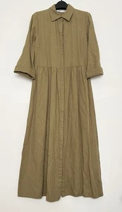 Zara Linen Blend 3/4 Cuffed Sleeve Green Button Down Midi Shirt Dress Medium NWT - Picture 1 of 13