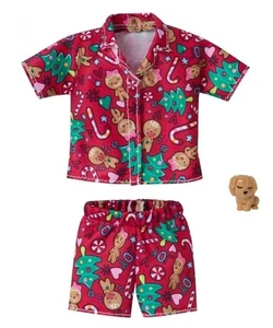 2019 Barbie Fashion Festive Holiday Pajamas/Sleepwear With Puppy ~ GGG49 - Picture 1 of 3