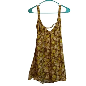 Vestido Mini Babydoll Sky To Moon Neutro Otoño Floral Sin Mangas Talla M - Imagen 1 de 7