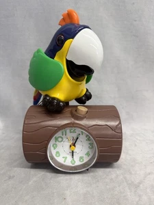 Vintage Parrot Alarm Clock Mars Quartz Animated Talking Bird Log Shape Tested Wo - Picture 1 of 14