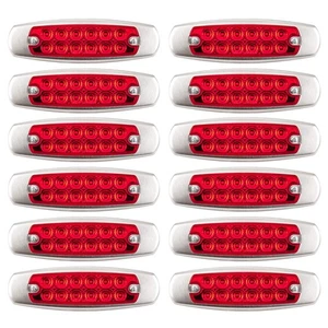 12- Red 12 LED Sealed Side Marker Clearance Light Fish Shape Truck Trailer 12V - Picture 1 of 3